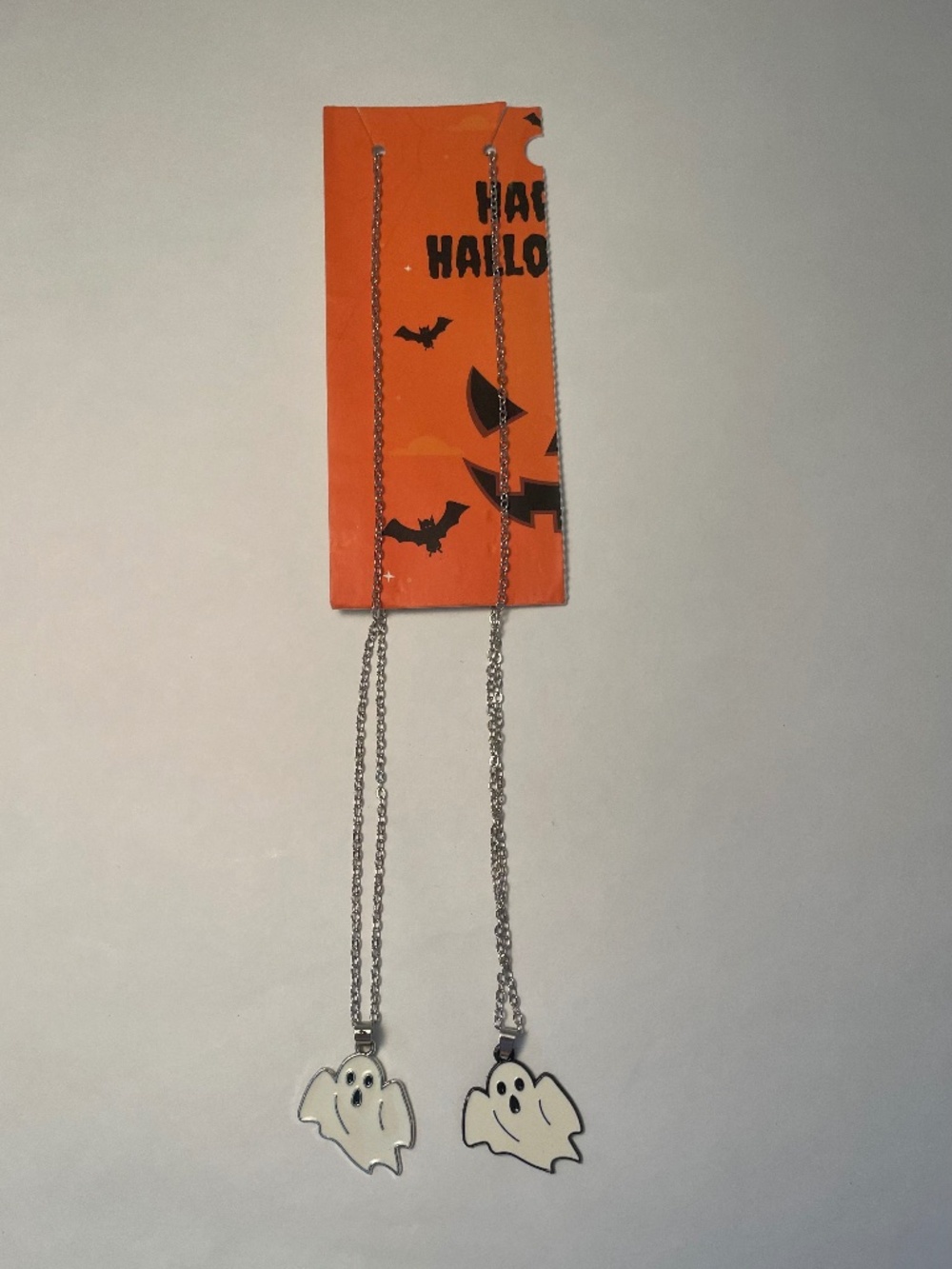 Halloween Enamel Pendant White Ghost Necklaces (2) Kids